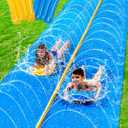 Sloosh Huge Water Slide, 30ft x 6ft Heavy Duty Lawn Water Slip and Slide with Built-in Sprinkler and 2 Slip Inflatable Boards for Kids Adults Party Summer Yard Lawn Outdoor Play Activities
