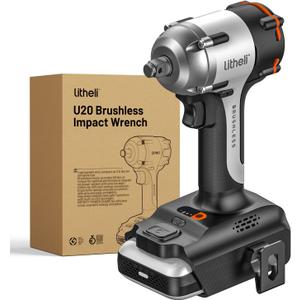 Litheli Cordless Impact Wrench, 1/2 Inch Hog Ring Brushless Impact Gun with 12,500 mAh Battery, Variable Speeds Impact Driver for Car Home, Charger not Included