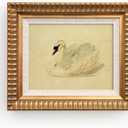SoochART Vintage Framed Canvas Wall Art with Golden Wood Frame, Swan Art Print, 11"×14" Picture Frame with Glass for Living Room, Bathroom, Kitchen & Bedroom Decor, 11x14