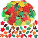 2 x Winlyn 504 Pcs Assorted Foam Fall Leaf Stickers - Self-Adhesive Bulk Maple Oak Shaped Glitter Leaves for Kids Craft, Gift, Halloween, Thanksgiving, Scrapbooking, Cards Decoration