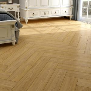 Yenhome 90x15cm Scratch-Resistant Vinyl Flooring Peel and Stick Flooring Waterproof Brown Wood Look Peel and Stick Floor Tile Bathroom 35PCS Self Adhesive Floor Tile for Bathroom Bedroom