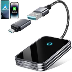 Wireless CarPlay Adapter & Android Auto Wireless Adapter, 2 in 1 Convert USB Bluetooth Wired to Connect for OEM Wired Cars-Stable Connect to Phone (Pearl Gray)