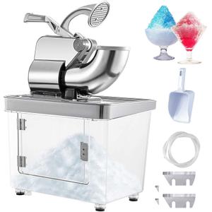 VEVOR 110V Commercial Ice Crusher 661LBS/H, ETL Approved 300W Electric Snow Cone Machine with Dual Blades, Stainless Steel Shaved Ice Machine with Safety On/Off Switch for Family, Restaurants, Bars (Silver)