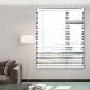 Cordless Vinyl Mini L Blinds 42" W x 64" H, 1" Slat White Horizontal Windows L Blind for Door, Shades, Camper, Light Filtering, Interiors, Arrive 1/2 Inch Narrower Indoor
