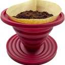 Attsky Collapsible Pour Over Coffee Dripper for Camp Coffee, Reusable Silicone Coffee Filter Holder for Camping Red