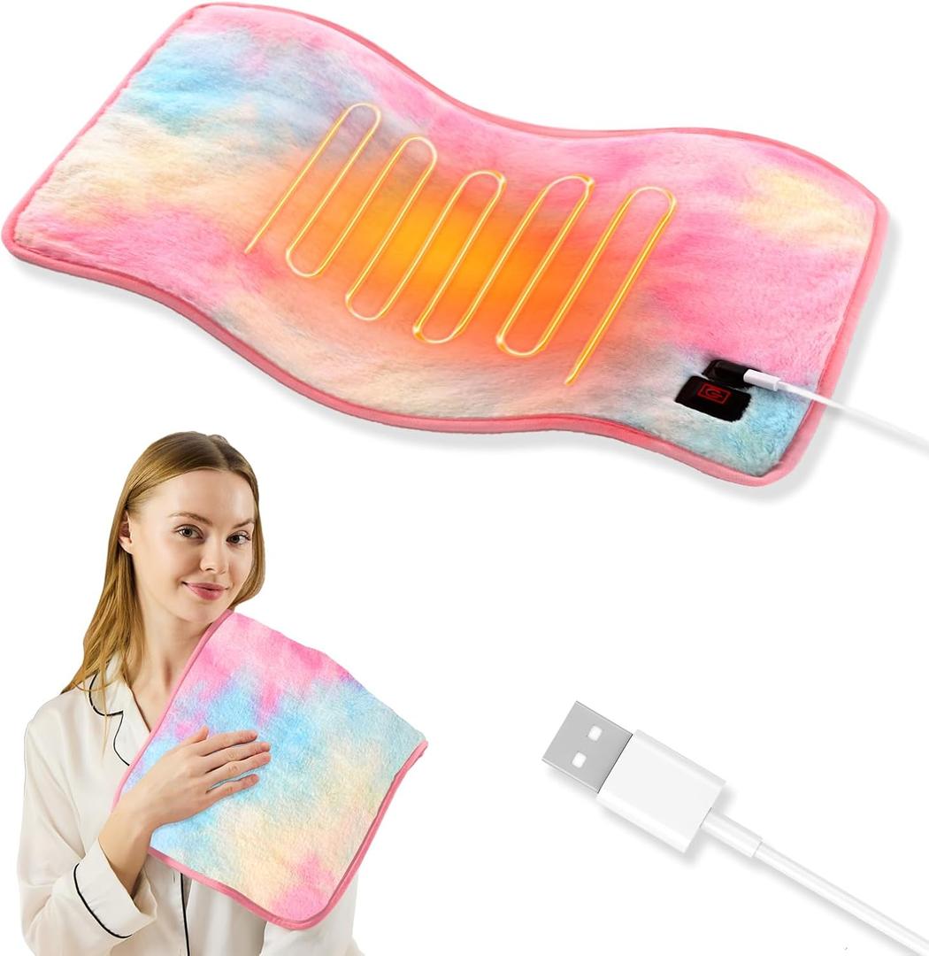 USB Heating Pad, Portable Heating Pad for Travel, 18"x 14" Small 5V Electric Heating Pad, Washable, 3 Heat Settings, Auto Shut Off, Heat Therapy for Period Cramps Back Pain Relief (Plug-in Only)