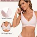 Wireless Bras for Women Bralettes - Womens Seamless Low Cut Deep V Bra No Underwire Padded Tshirt Bras (L)