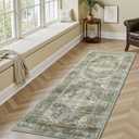 AMOAMI-2X6 Runner Rug-Washable Runners for Hallways-Soft Non Slip Bedside Rugs for Bedroom-Vintage Long Rug for Hallways Entryway Laundry Room Stair Kitchen Bathroom Olive Green