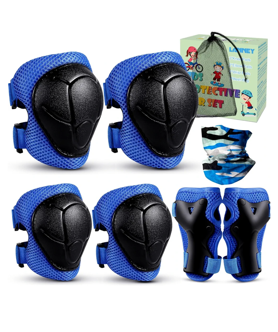 Kids Knee Pads and Elbow Pads Set for 3-13 Years, Kids Toddler 3 in 1 Protective Gear Set with Wrist Guards for Skateboard, Scooter, Cycling, Riding Sports, Gift for Youth Boys Girls