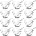 Sawysine 24 Pcs Plastic Clear Serving Bowls with Kitchen Plastic Scoops Salad Serving Bowls Popcorn Scoops Angled Candy Container for Salad Cooking Parties, 210 ml