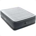 Intex Dura-Beam Deluxe Comfort-Plush Elevated Air Mattress: Fiber-Tech  Queen Size  Built-in Electric Pump  18in Bed Height  600lb Weight Capacity (Grey)