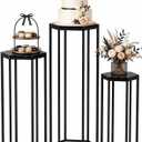 Urban Deco Set of 3 Black Hexagon Metal Cylinder Stands for Party