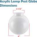 Aspen Creative 28001-41, 6" White Acrylic Replacement Lamp Post Globe with 3-1/8" Neck