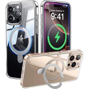 CASEKOO Ultra Magnetic Stand for iPhone 16 Pro Case Clear [Compatible with MagSafe] [16FT Military-Grade Protection] Transparent Slim Phone Ring 16 Pro Phone Cover 6.3 inch, Clear