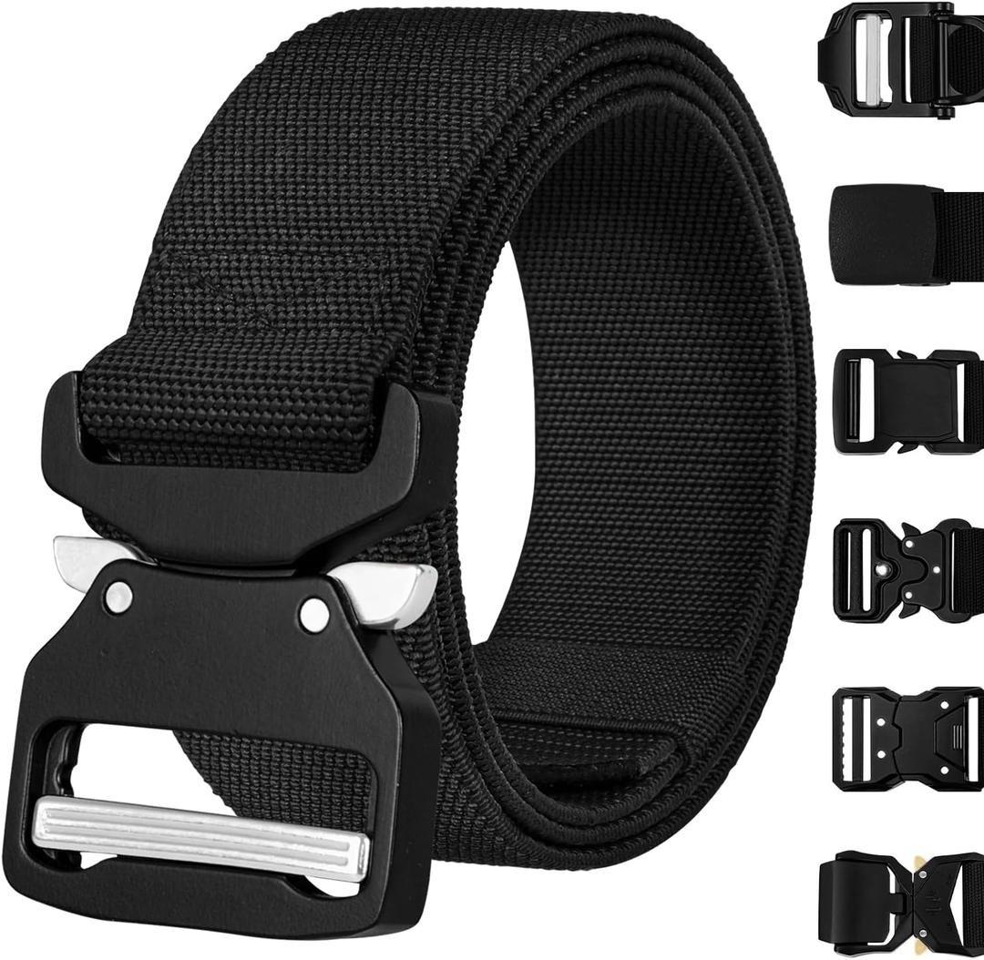 TECEUM Belt  Black B7 L  Heavy-Duty, Work, Hiking, Rigger, EDC Mens Belts  Quick-Release  Nylon Web
