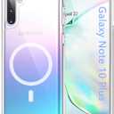 for Samsung Galaxy Note 10+ Plus Case, Magnetic Transparent Anti-Yellowing Military-Grade Shockproof Dropproof Protection Cover Funda for Galaxy Note 10+ Plus, Clear