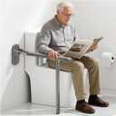 Flip Up Grab Bar with Support Leg, 26.8" high Toilet Safety Rails for Seniors, Wall Mounted Toilet Grab Bars for Disabled and Elderly, Space-Saving Foldable Handicap Bars for Bathroom