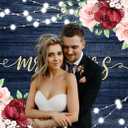 7Pack 5ft Burgundy Wedding Backdrop Mr and Mrs Bride to Be Engagement Party Photography Background Rustic Burgundy Pink Floral Wedding Decorations Portraits Banner Photo Studio Props