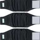 wegreeco Washable Dog Diapers - Washable Male Dog Belly Wrap - Pack of 3 - (Black,Medium)