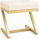 Makeup Vanity Stool Chair - Small Backless Leather Ottoman Bench Gold, 13"D x 17"W x 17.7"H