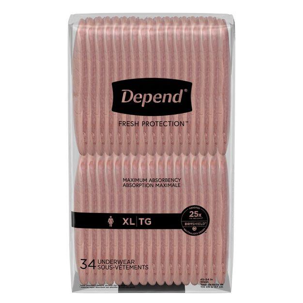 Depend Fresh Protection Adult Incontinence & Postpartum Underwear for Women - Maximum Absorbency - Blush 2-Pack