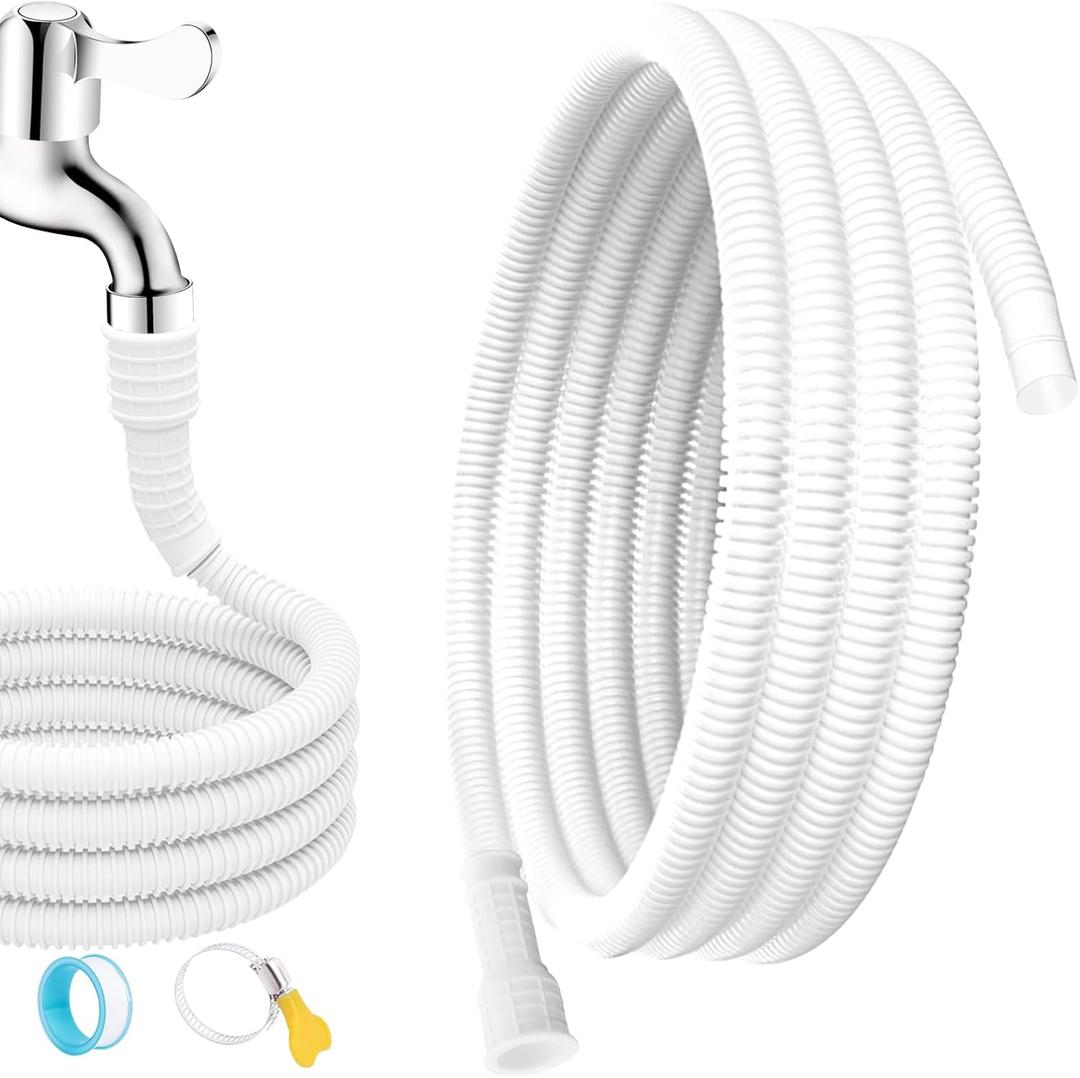 Universal Dehumidifier Drain Hose 10 Feet Air Conditioner Hose with Cut-Table Rubber Adapter Connect Clamp and Teflon Tape, Drain Pipe for Dehumidifiers, Air Conditioners (9.8 Feet)