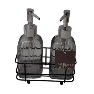 Urban Habitat Glass Hand and Soap Dispenser Set with Metal Pump