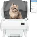 Automatic Cat Litter Box Self Cleaning - App Control, Open-Design, Smart Health Monitor, Suitable for Medium Cats and Kittens, Anti-Pinch Safety, Quiet Operation - White