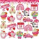 Jetec 20 Pcs Valentine's Day Diamond Painting Keychain Kits 5D DIY Diamond Art Keychain Ornaments Romantic Art Key Ring Pendant Crafts Accessories for Valentine Party Decor Gifts (Pink)
