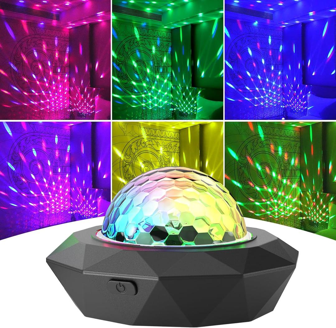 Rechargeable Disco Ball Lights, Mini RGB Party Lights Sound Activated, Strobe Stage Light Perfect for Halloween Christmas Events Birthday Wedding Decorations Home Room Dance Parties