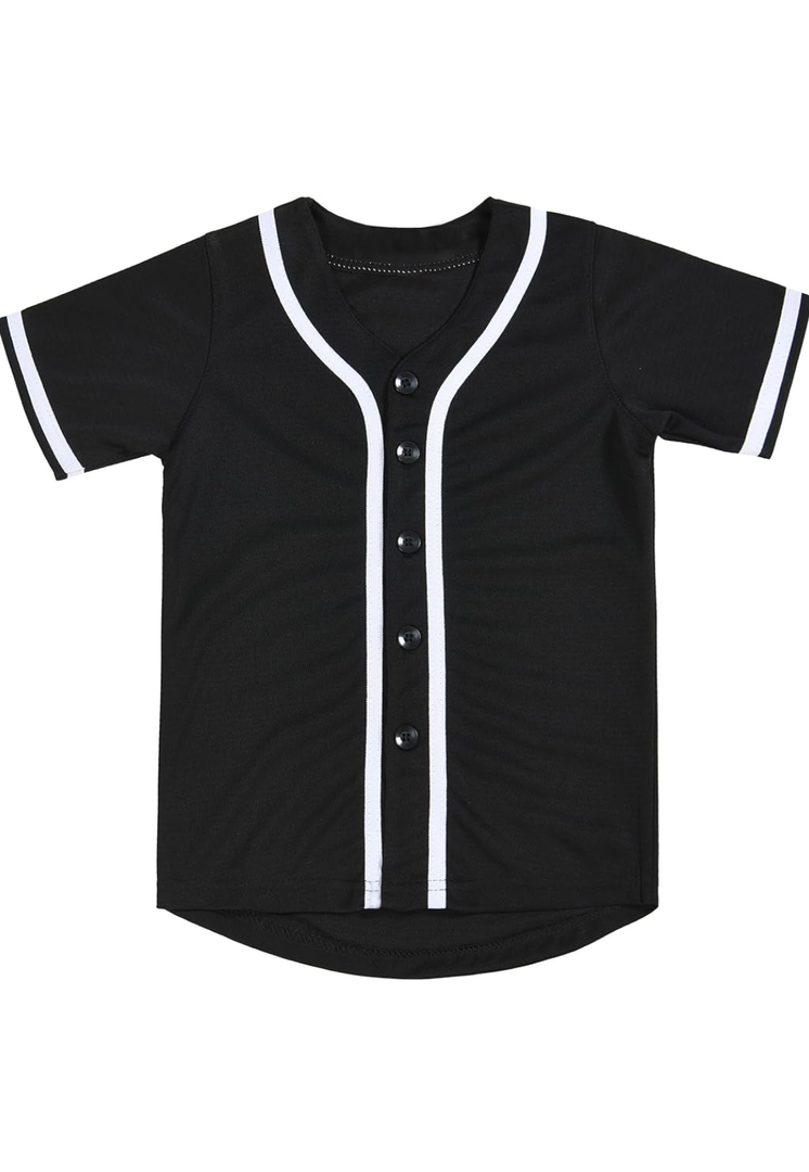 Kids Baseball Jersey Button Down Hip Hop Personalized Sport T Shirts Tops Baseball Shirt for Boys Girls Toddler, 6