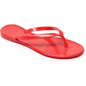 Women Flip Flops Jelly Shoes Thong Sandals Flat Slides Clear Jellies Pool Slippers Bathroom Summer Beach Size 8 Ladies Non Slip Dress Comfortable Quick Drying Soft (Red)