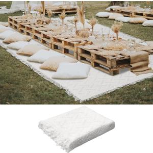 91 x 71 Extra Large Outdoor Picnic Blanket Woven Cotton Yarn Oversize Beach Blanket with Fringe Bohemia Machine Washable Sandproof Portable for Spring Summer Camping Beach