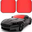 Car Windshield Sunshades 2 Pcs Universal Fit Foldable Front Window Shield Car Interior Accessories for UV Protection Windshield Heat Insulation Protection 27.56" x 31.5"(Red)