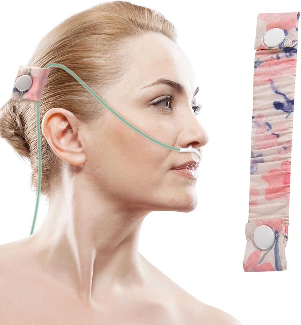 Nasal Cannula Strap Ear Savers, Ear Protectors for Oxygen Tubing, Cannula Headband Strap, Secure Fit to Prevent Ear Soreness (Pink)