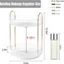 360 Rotating Makeup Organizer for Vanity, Bathroom Countertop Spinning Perfume Organizer, High-Capacity Cosmetic and Skincare Dresser Make Up Holder Rack (2 Tiers, White)