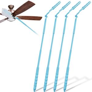 4 Pcs 3 ft Replacement Handles Compatible with Swiffer Duster Refill, Extended Handle, Removal Duty, Adjustable Length for Home Fan Window Cleaning (Sky Blue)