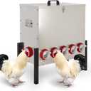 100LB Automatic Chicken Feeder with Cover Large Capacity Metal Chicken Coop Feeder with 12 Feed Ports, Adjustable Legs Rainproof No Waste Outdoor Poultry Feeder for Hens & Free Range Flocks