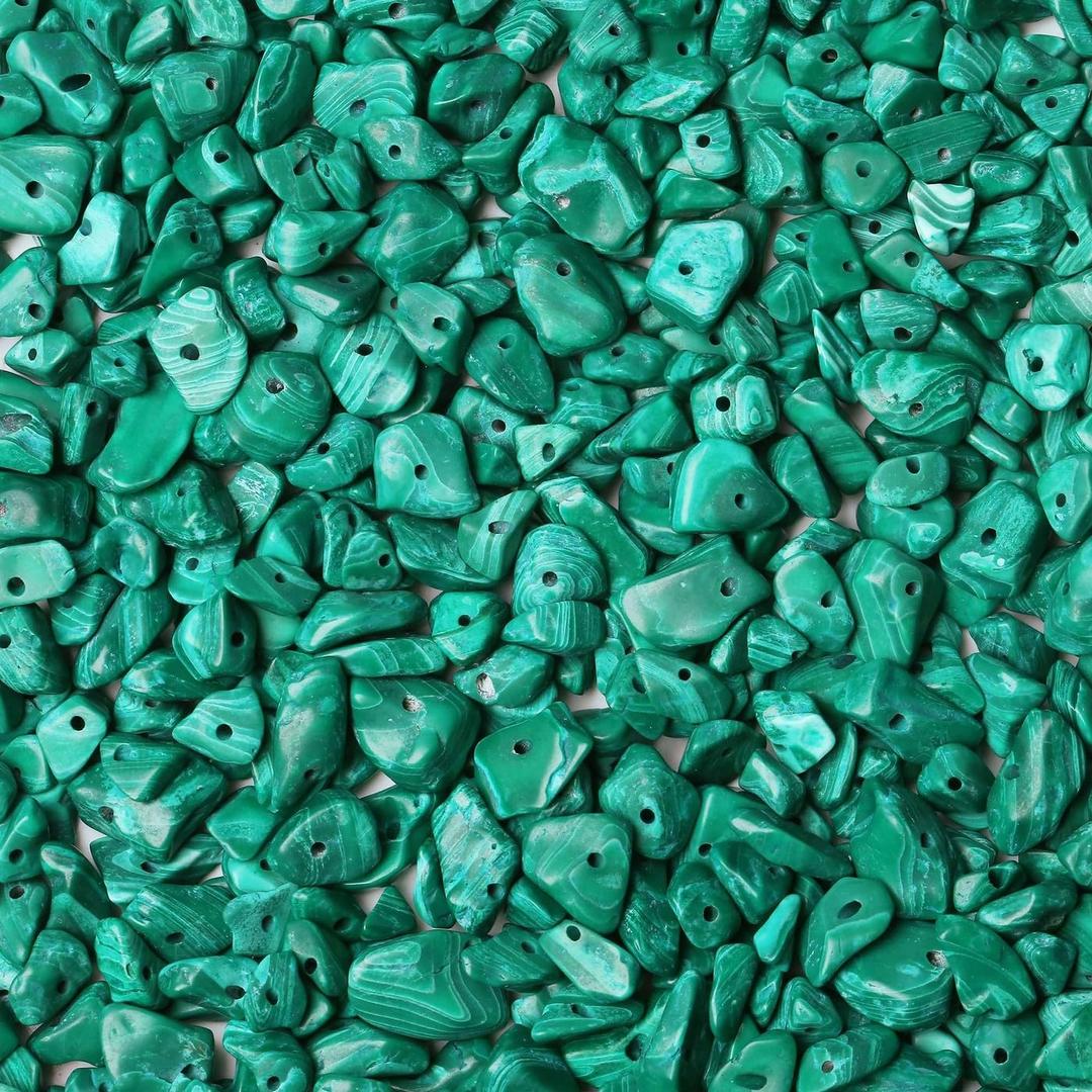 LAIDANLA Malachite 400pcs Natural Chip Stone Beads 5-8mm Healing Crystal Irregular Gemstones Drilled DIY Loose Rocks Bead Crystal for Bracelet Earrings Necklace Jewelry Making Crafting