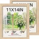 11x14 Picture Frame set of 2, Natural Oak Wood Poster Frame, Wall Hanging