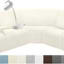 Reclining Sectional Couch Covers Waterproof L Shape Washable Recliner Sofa Cover for L Shaped Sectional Soft Corner Recliner Slipcovers (5 Seater 1 Console Cover, Cream)