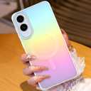 AIGOMARA Magnetic for Samsung Galaxy S25 Edge Case [Compatible with Magsafe] [Fluorescent Holographic Iridescent] Slim Shockproof Matte Protective Phone Cover for Women Girls 6.7 Inch