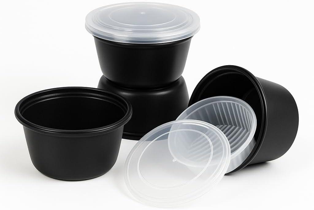 50 oz Disposable Bowls with Lids Double Layer Soup & Food Containers for Takeout, Salad & Healthy Meal Prep, Microwave & Freezer Safe, 25