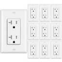 BESTTEN 10 Pack 20 Amp Decor Wall Receptacle Outlet, 20A Tamper-Resistant (TR) Electrical Outlet with Wall Plate, Residential and Commercial Use, UL Listed, White