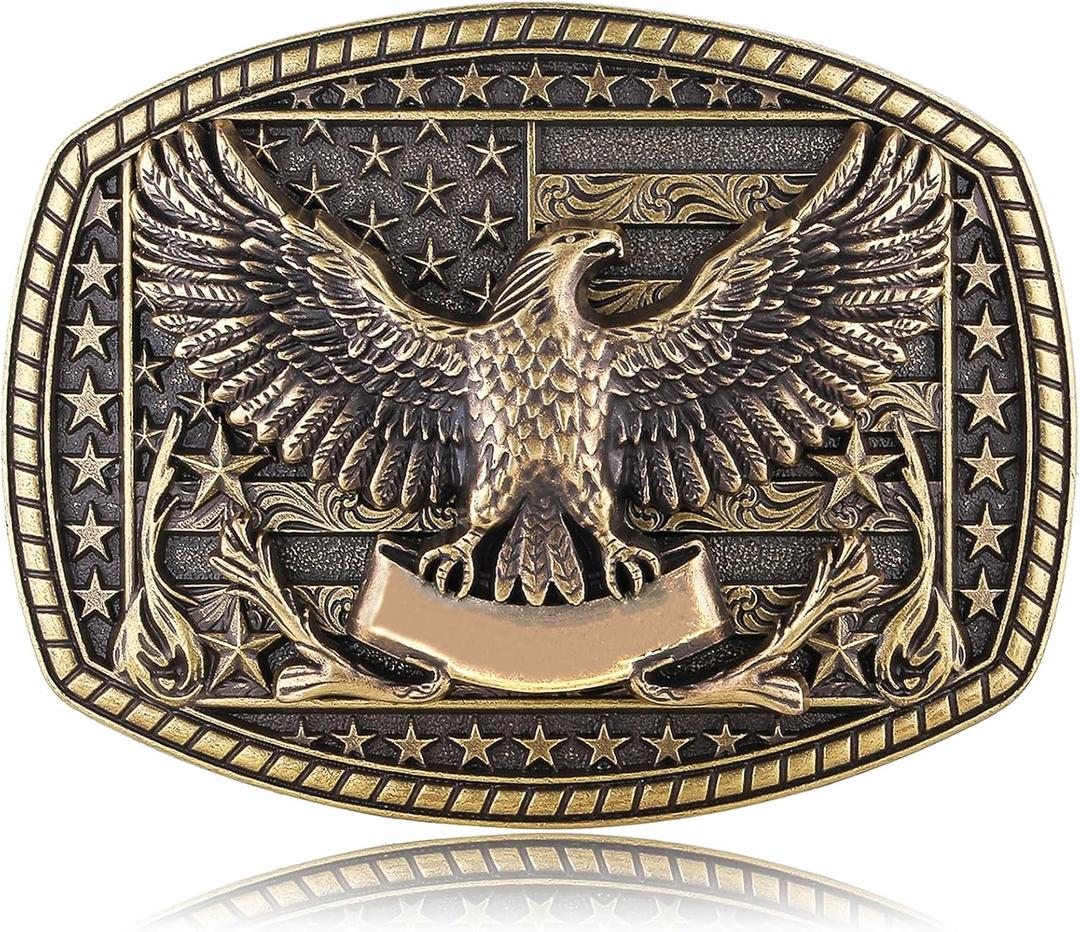 Belt Buckle Men- American Flag Western Cowboy Eagle Belt Buckle Halloween Belt Costume Accessories for Women Men