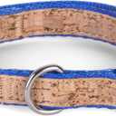 The Dodo Cork Dog Collar, Stripe, Size Large; Cork Material Collar for Dogs, Everyday Pet Apparel; Adjustable Snap Together, Pinch Release Buckle Collar (Blue)