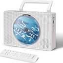 Portable CD Player with Bluetooth Built-in Dual Speakers, Desktop Wall Mounted Handheld CD Players for Home with Remote Control Support AUX/USB, FM Radio, Timer, Headphone Jack for Kids