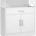 Shintenchi Kitchen Buffet Cabinet with Adjustable Shelf, Modern Kitchen Storage Cabinet,Farmhouse Coffee Bar CabinetWhite (37.6"H)