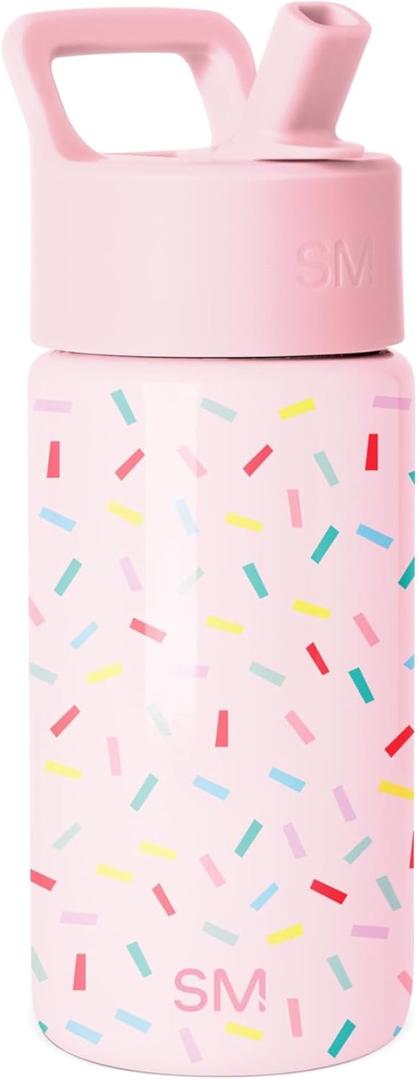 Simple Modern Kids Summit Water Bottle with Straw Lid | 14oz Stainless Steel Cup Insulated Tumbler for Toddlers, School | Confetti