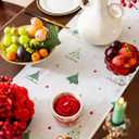 2 x White Christmas Tree Table Runner 95 Inch Long, Ideal for Gifting, Draping Xmas Holiday Table Runner with Dark Green Fringes, Seasonal Winter Kitchen Dining Table Decoration for Home Party 14x95 Inch